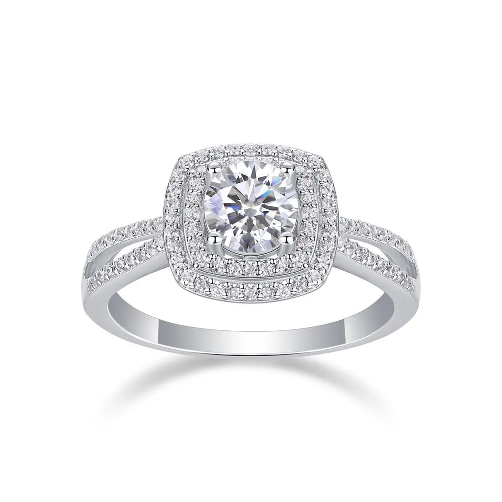 1 Carat Moissanite Platinum-Plated Silver Ring with Custom Options Mohamed jewelry My Store