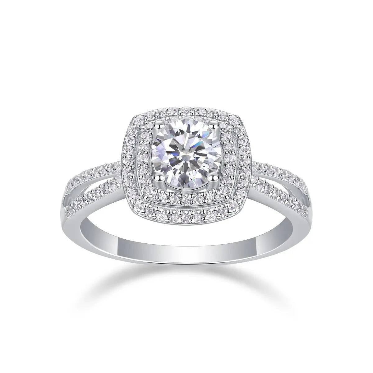 1 Carat Moissanite Platinum-Plated Silver Ring with Custom Options Mohamed jewelry My Store