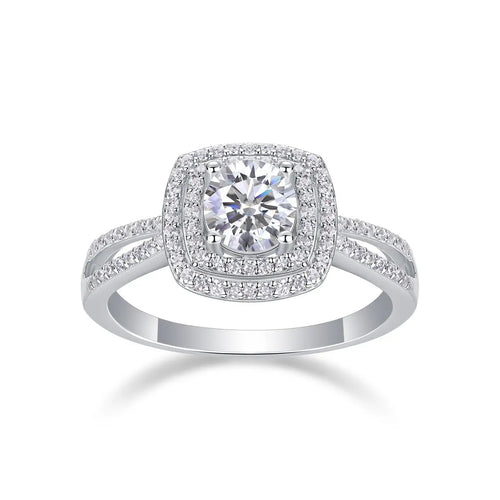 1 Carat Moissanite Platinum-Plated Silver Ring with Custom Options Mohamed jewelry My Store