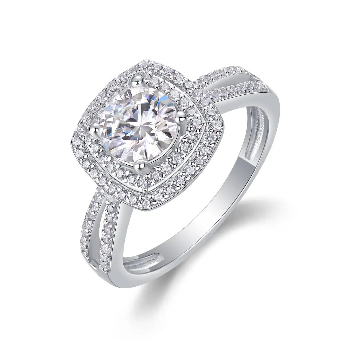 1 Carat Moissanite Platinum-Plated Silver Ring with Custom Options Mohamed jewelry My Store