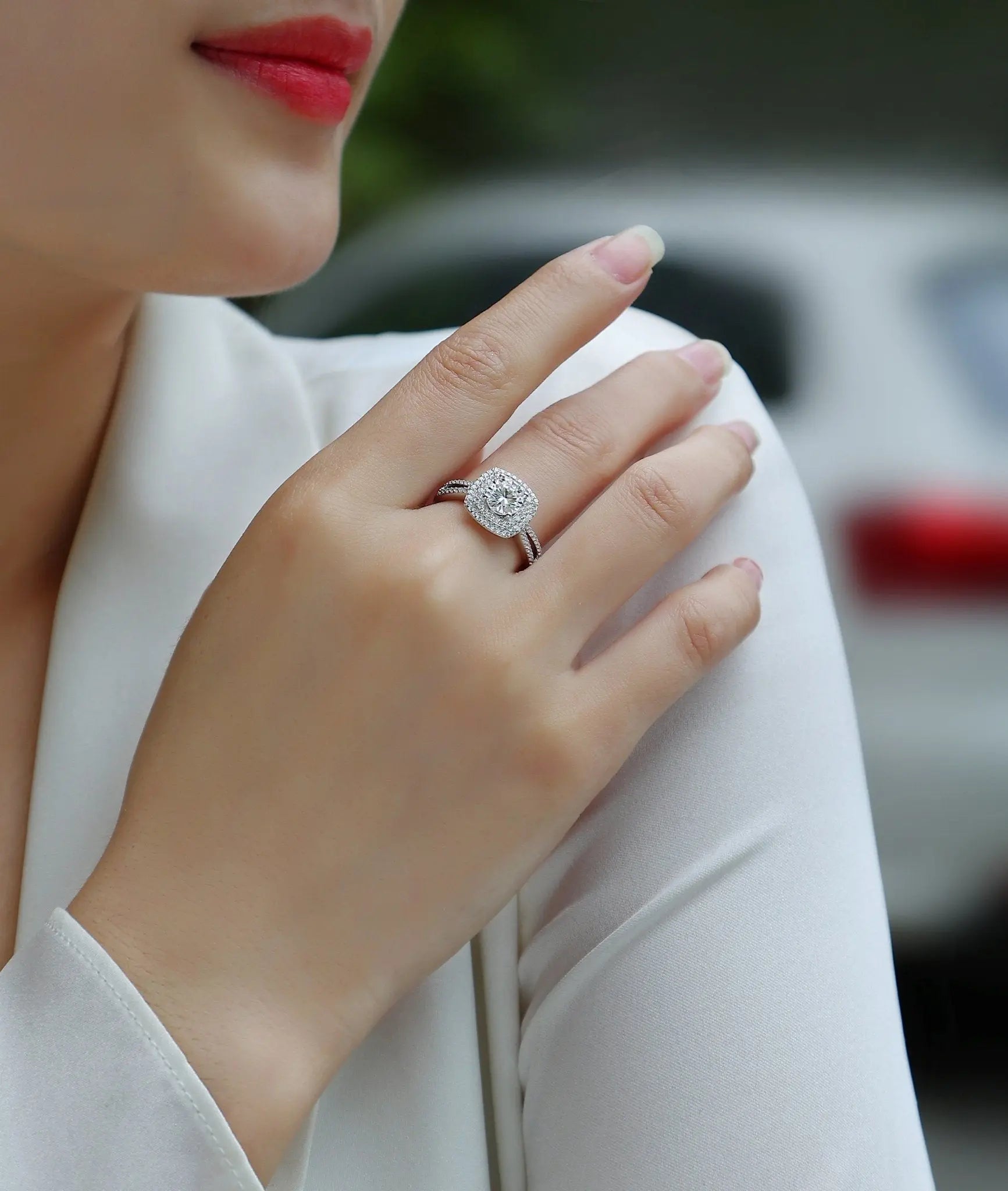 1 Carat Moissanite Platinum-Plated Silver Ring with Custom Options Mohamed jewelry My Store