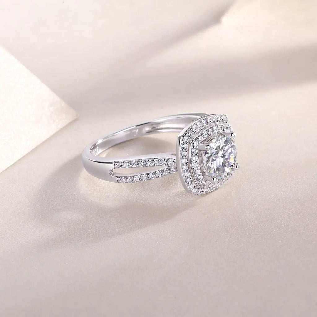 1 Carat Moissanite Platinum-Plated Silver Ring with Custom Options Mohamed jewelry My Store