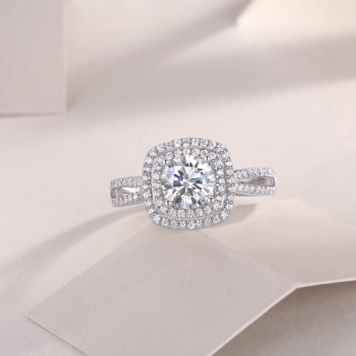 1 Carat Moissanite Platinum-Plated Silver Ring with Custom Options Mohamed jewelry My Store