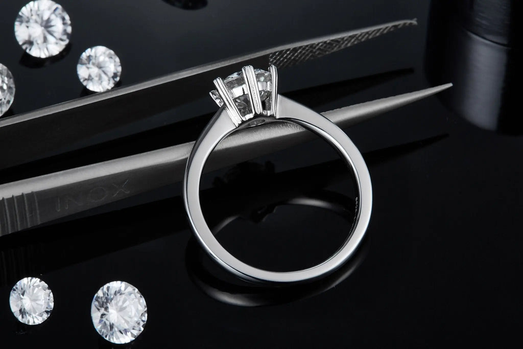 1 Carat Moissanite Platinum-Plated Silver Ring with GRA Certificate Mohamed jewelry My Store