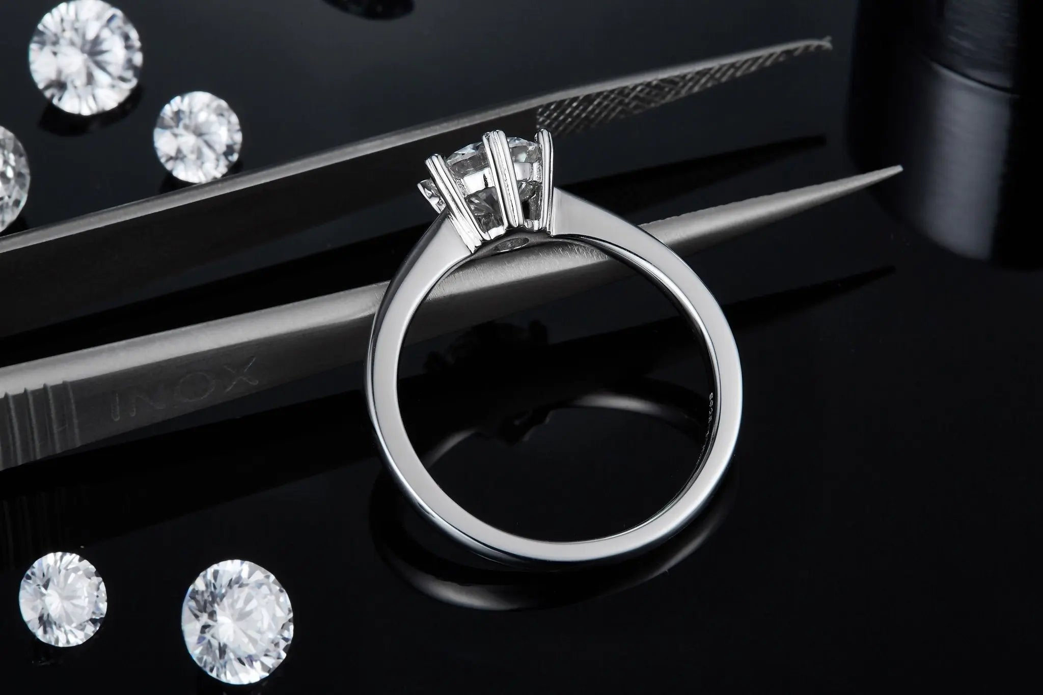 1 Carat Moissanite Platinum-Plated Silver Ring with GRA Certificate Mohamed jewelry My Store