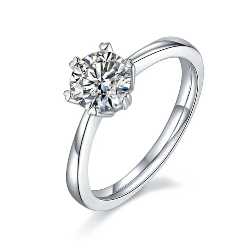 1 Carat Moissanite Platinum-Plated Silver Ring with GRA Certificate Mohamed jewelry My Store