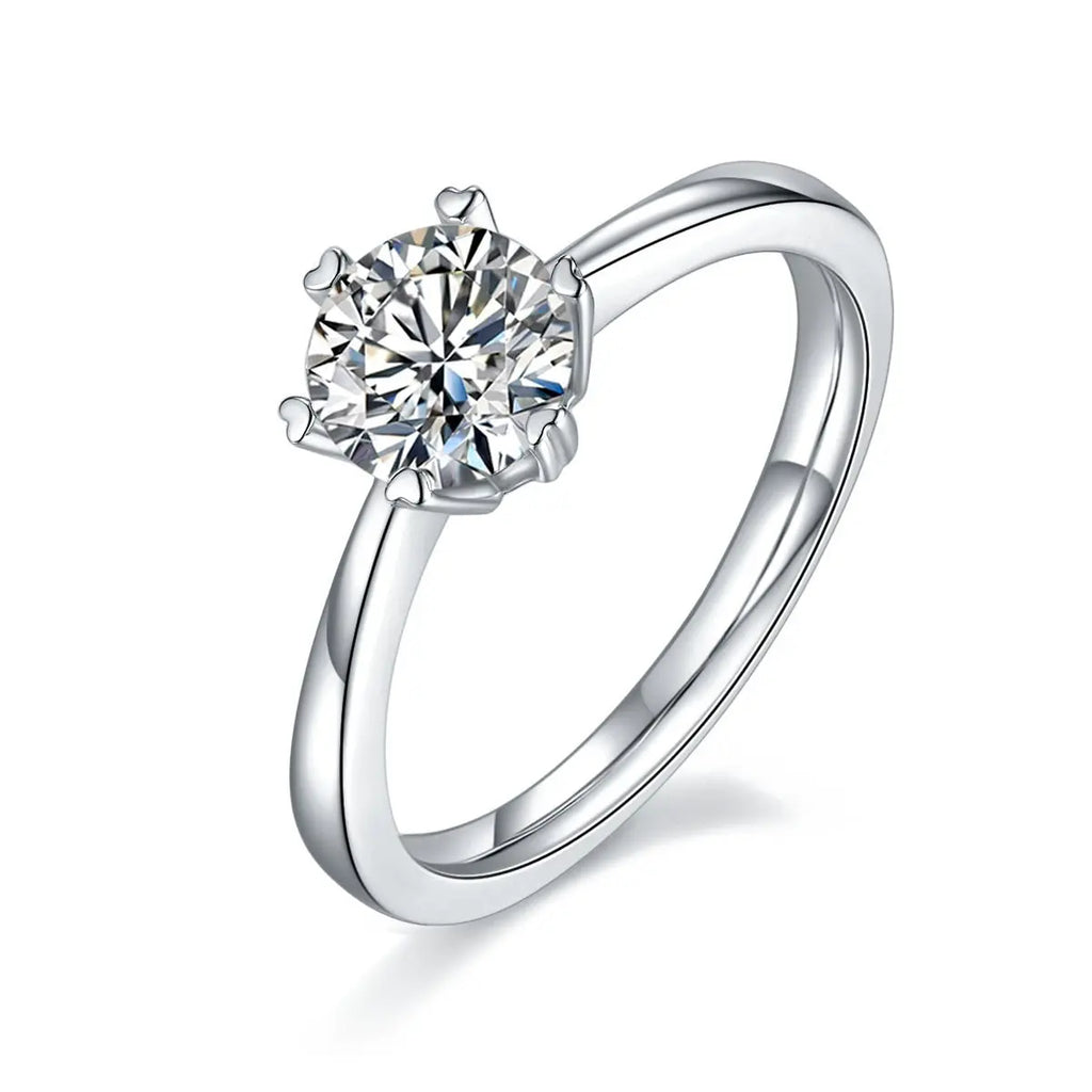 1 Carat Moissanite Platinum-Plated Silver Ring with GRA Certificate Mohamed jewelry My Store