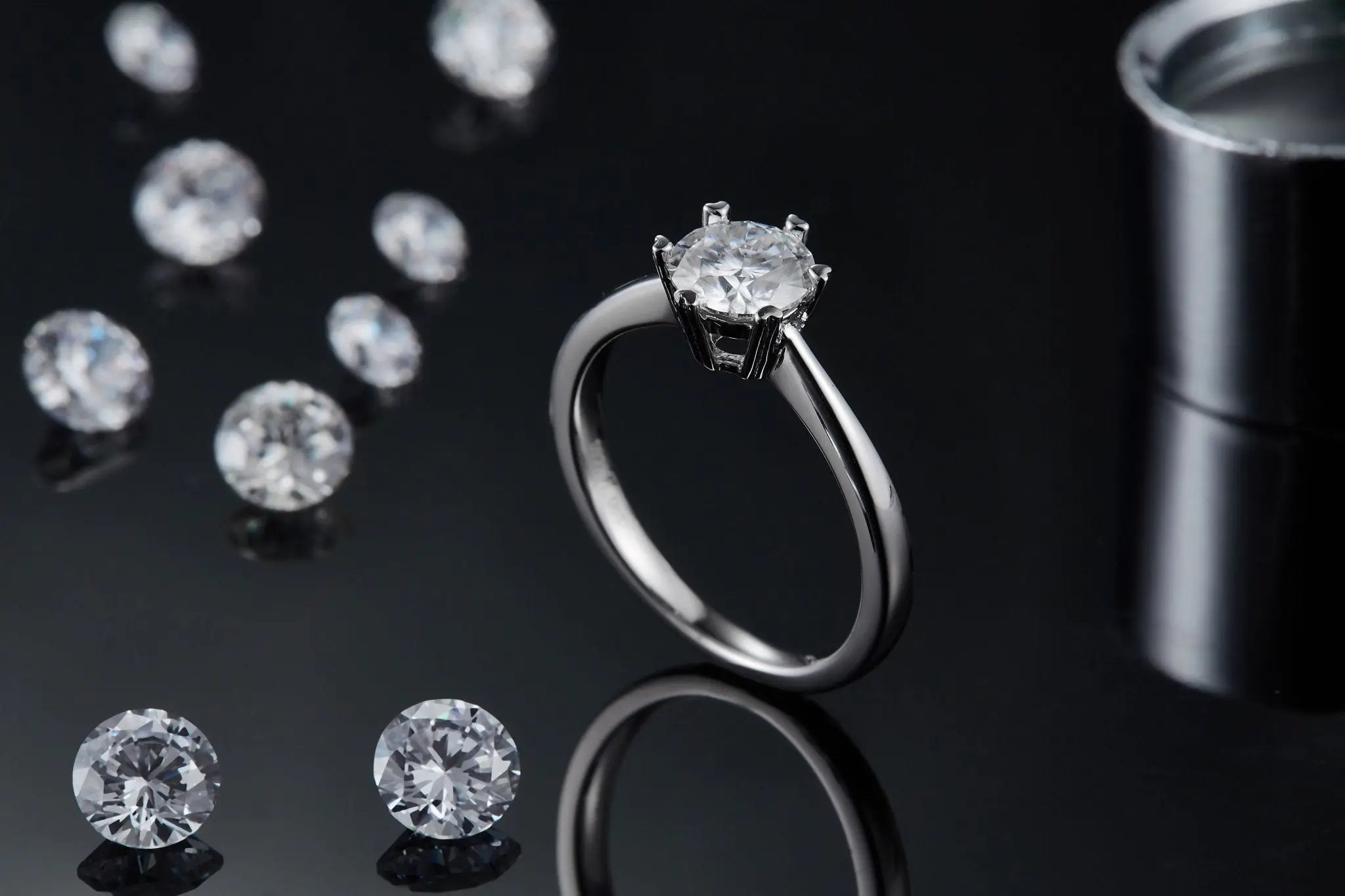 1 Carat Moissanite Platinum-Plated Silver Ring with GRA Certificate Mohamed jewelry My Store