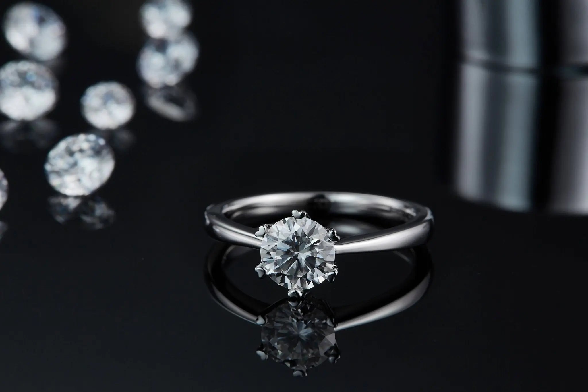 1 Carat Moissanite Platinum-Plated Silver Ring with GRA Certificate Mohamed jewelry My Store