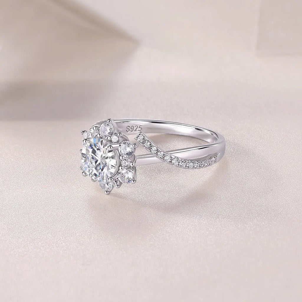 1 Carat Moissanite Ring in Platinum-Plated Silver, Customizable Mohamed jewelry My Store