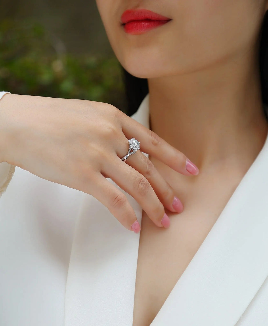 1 Carat Moissanite Ring in Platinum-Plated Silver, Customizable Mohamed jewelry My Store