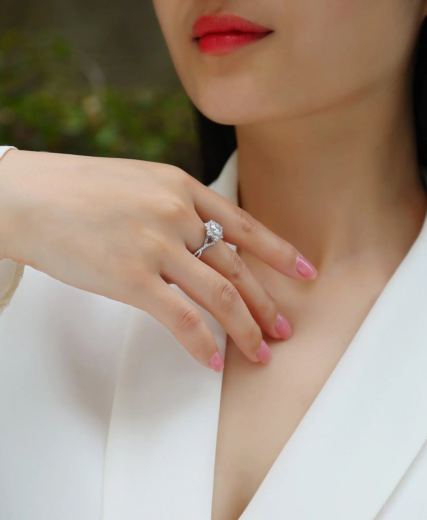 1 Carat Moissanite Ring in Platinum-Plated Silver, Customizable Mohamed jewelry My Store