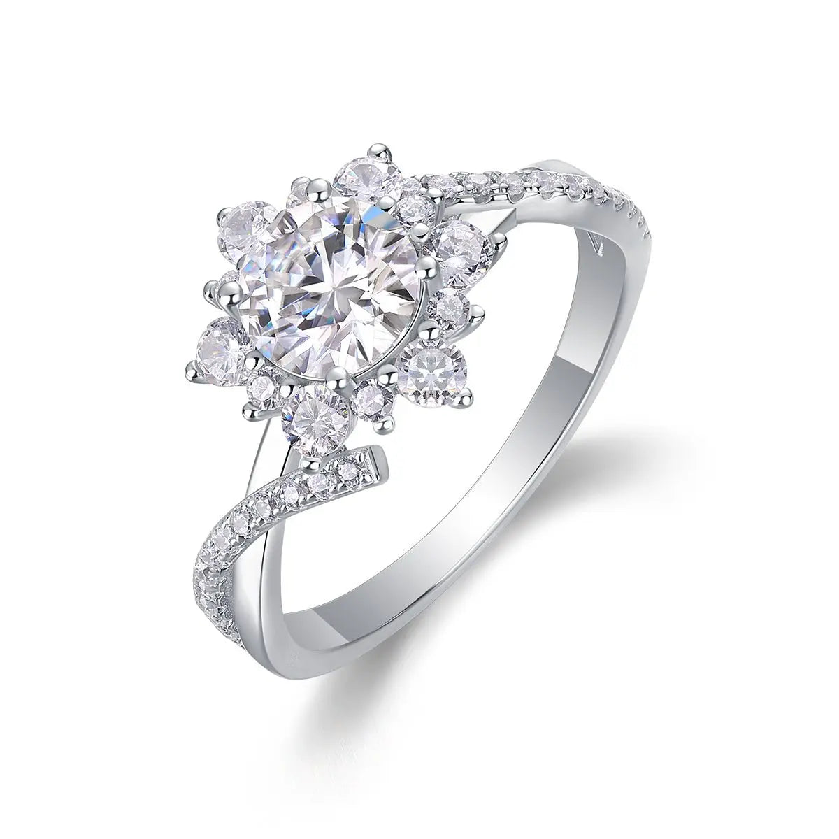 1 Carat Moissanite Ring in Platinum-Plated Silver, Customizable Mohamed jewelry My Store