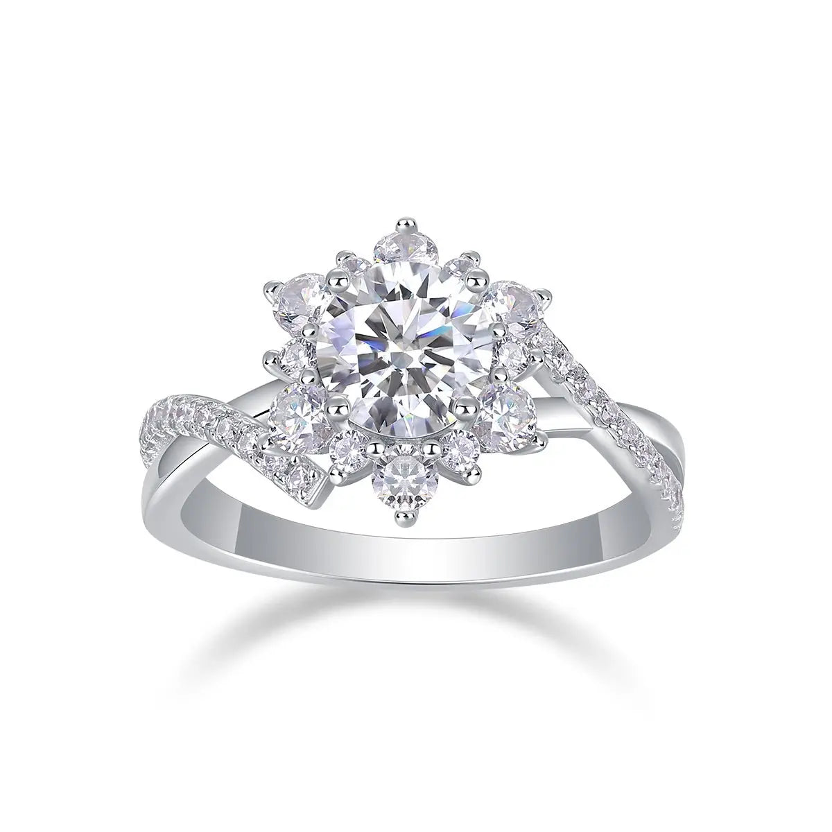 1 Carat Moissanite Ring in Platinum-Plated Silver, Customizable Mohamed jewelry My Store