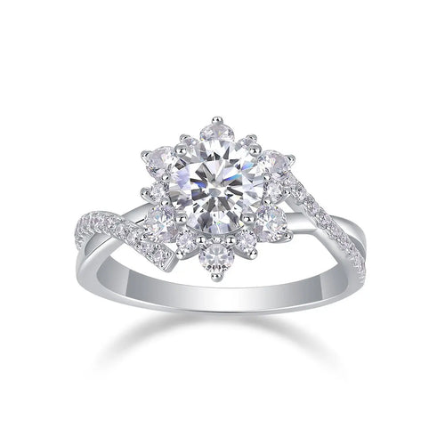 1 Carat Moissanite Ring in Platinum-Plated Silver, Customizable Mohamed jewelry My Store