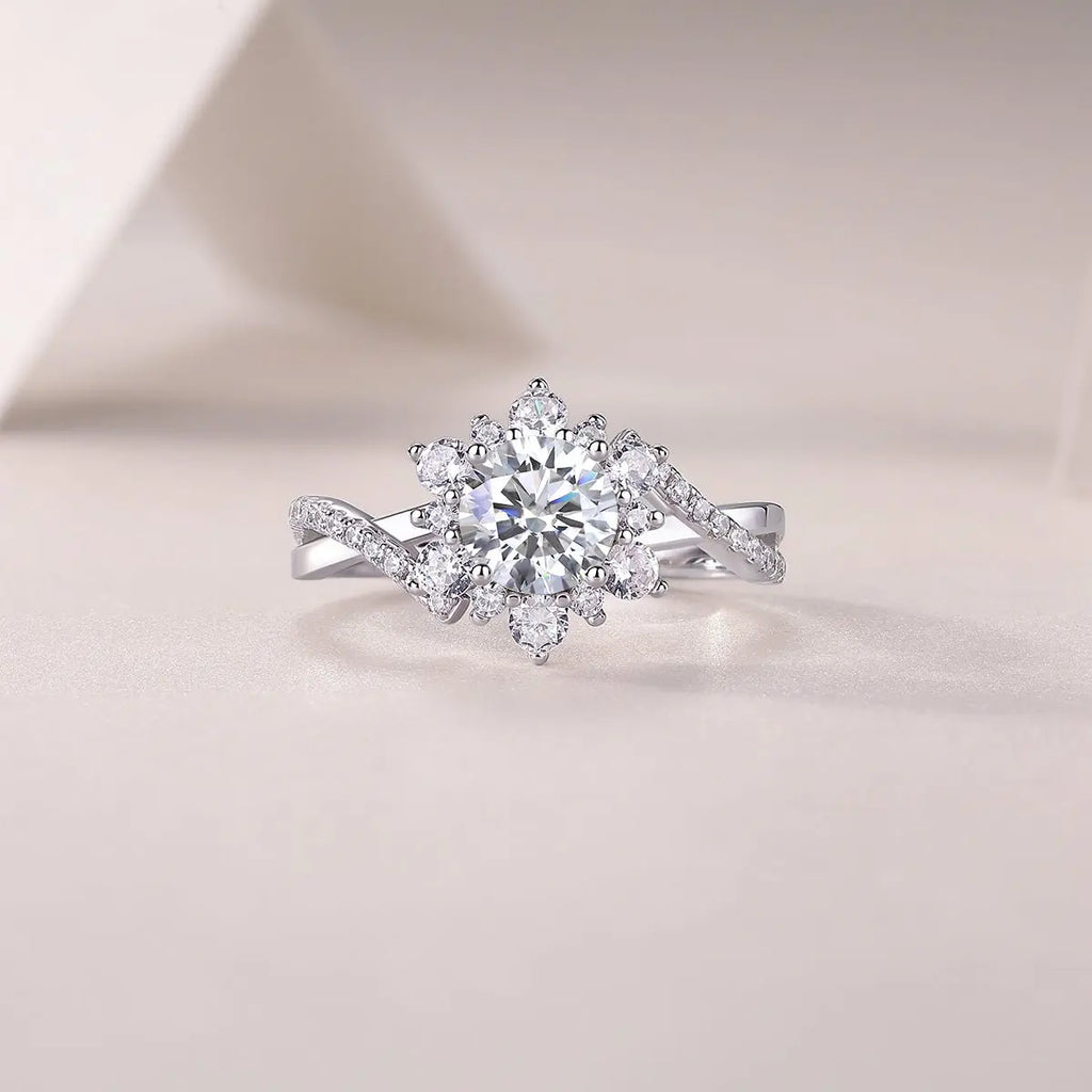 1 Carat Moissanite Ring in Platinum-Plated Silver, Customizable Mohamed jewelry My Store