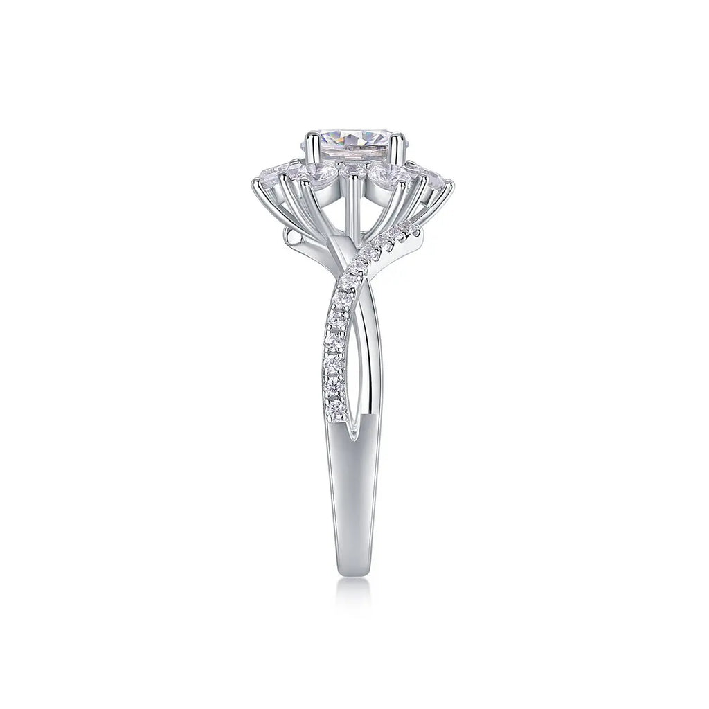 1 Carat Moissanite Ring in Platinum-Plated Silver, Customizable Mohamed jewelry My Store