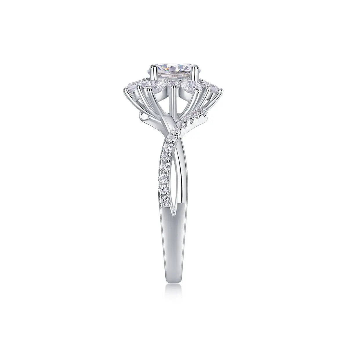 1 Carat Moissanite Ring in Platinum-Plated Silver, Customizable Mohamed jewelry My Store