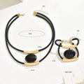 14K Gold Plated Golden Elegance  Black And Gold Statement Jewelry Set Mohamed jewelry My Store