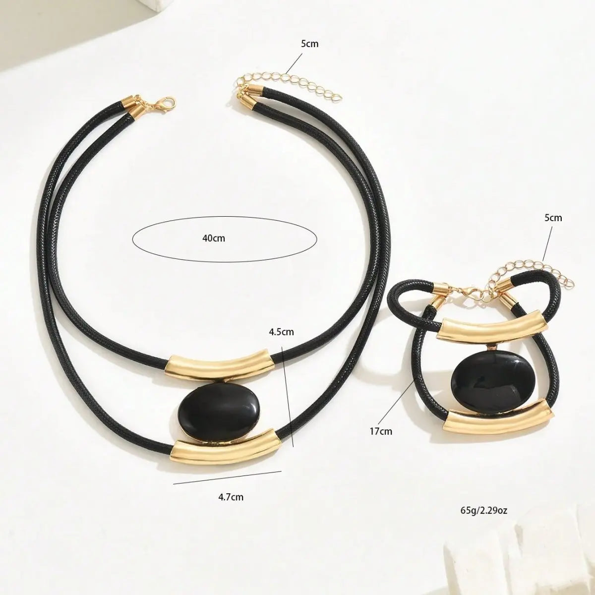14K Gold Plated Golden Elegance  Black And Gold Statement Jewelry Set Mohamed jewelry My Store