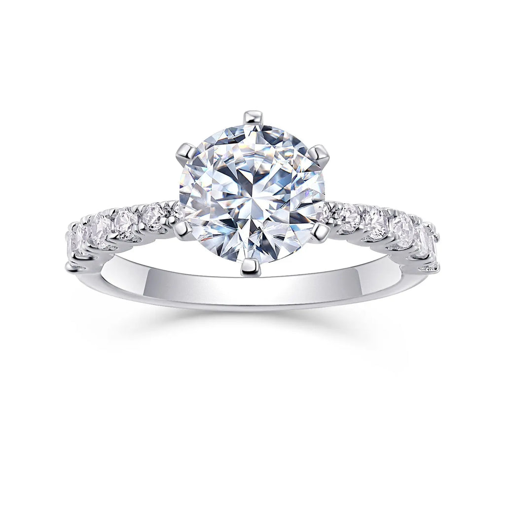 2 Carat Moissanite Platinum-Plated Silver Ring with Custom Options Mohamed jewelry My Store
