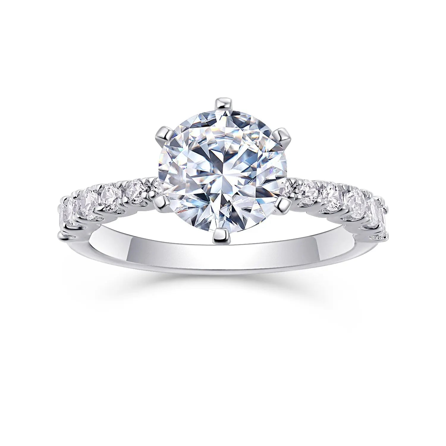 2 Carat Moissanite Platinum-Plated Silver Ring with Custom Options Mohamed jewelry My Store