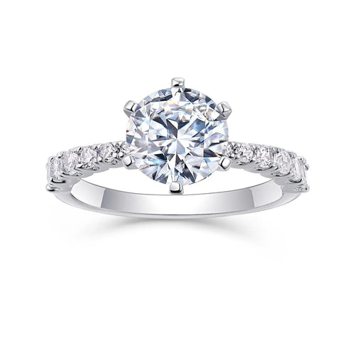 2 Carat Moissanite Platinum-Plated Silver Ring with Custom Options Mohamed jewelry My Store