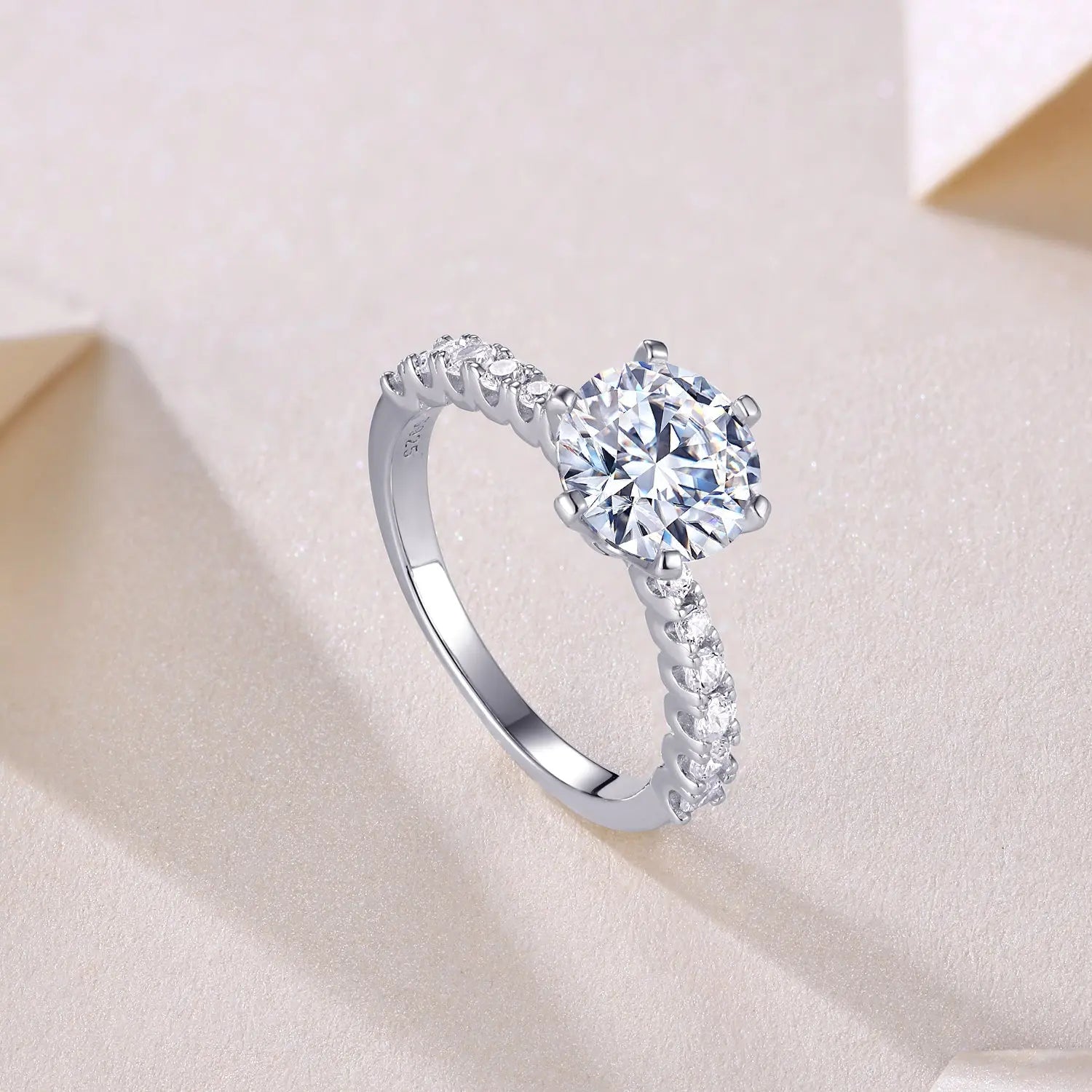2 Carat Moissanite Platinum-Plated Silver Ring with Custom Options Mohamed jewelry My Store