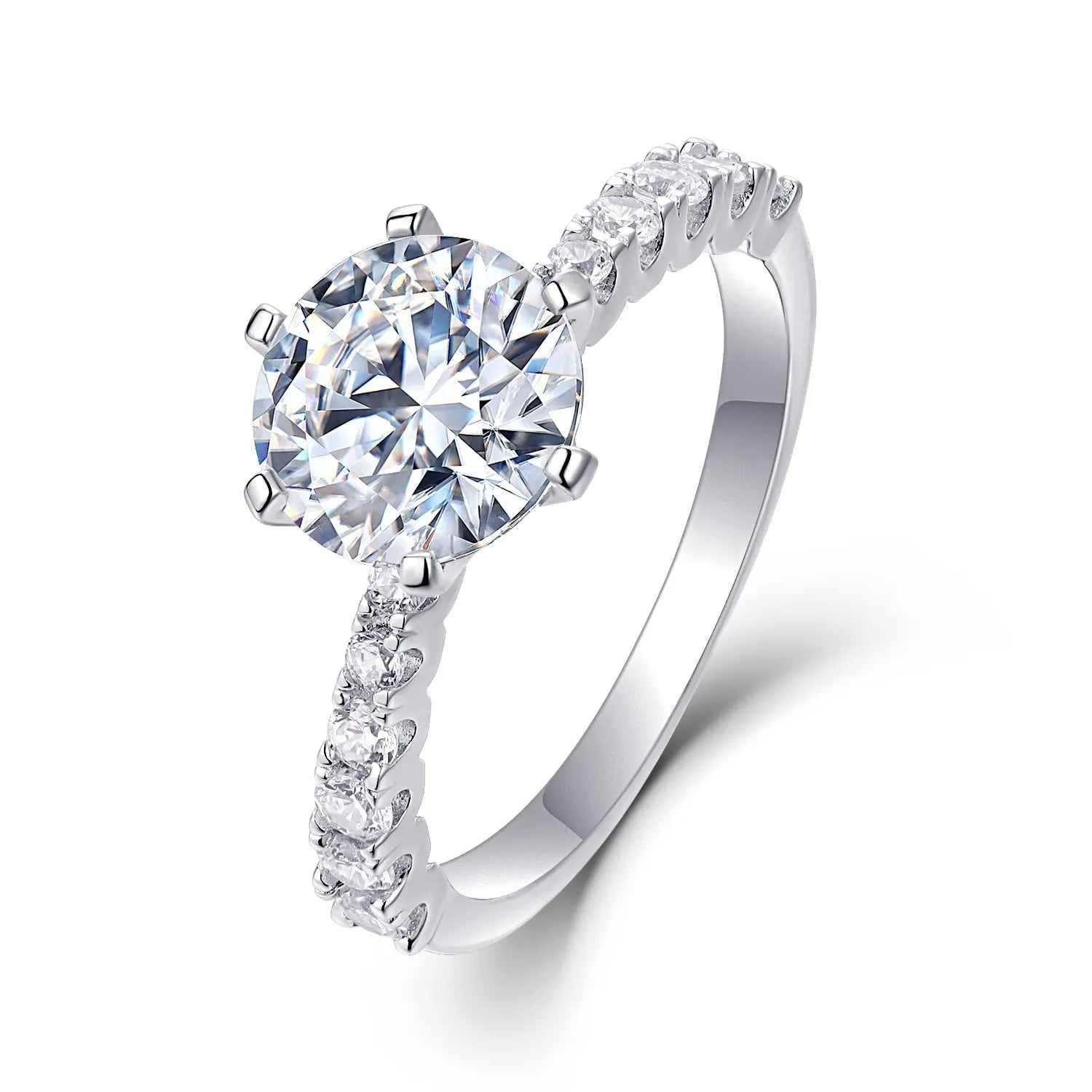 2 Carat Moissanite Platinum-Plated Silver Ring with Custom Options Mohamed jewelry My Store
