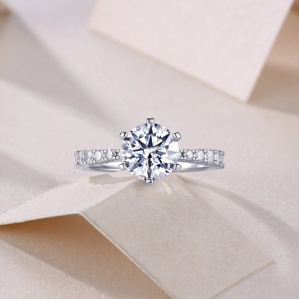 2 Carat Moissanite Platinum-Plated Silver Ring with Custom Options Mohamed jewelry My Store