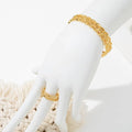 2Pcs Fashion 18k Gold Plated Wheat Ear Leaves Opening Bracelet Ring Set Suitable For Women's Daily Wear Mohamed jewelry My Store