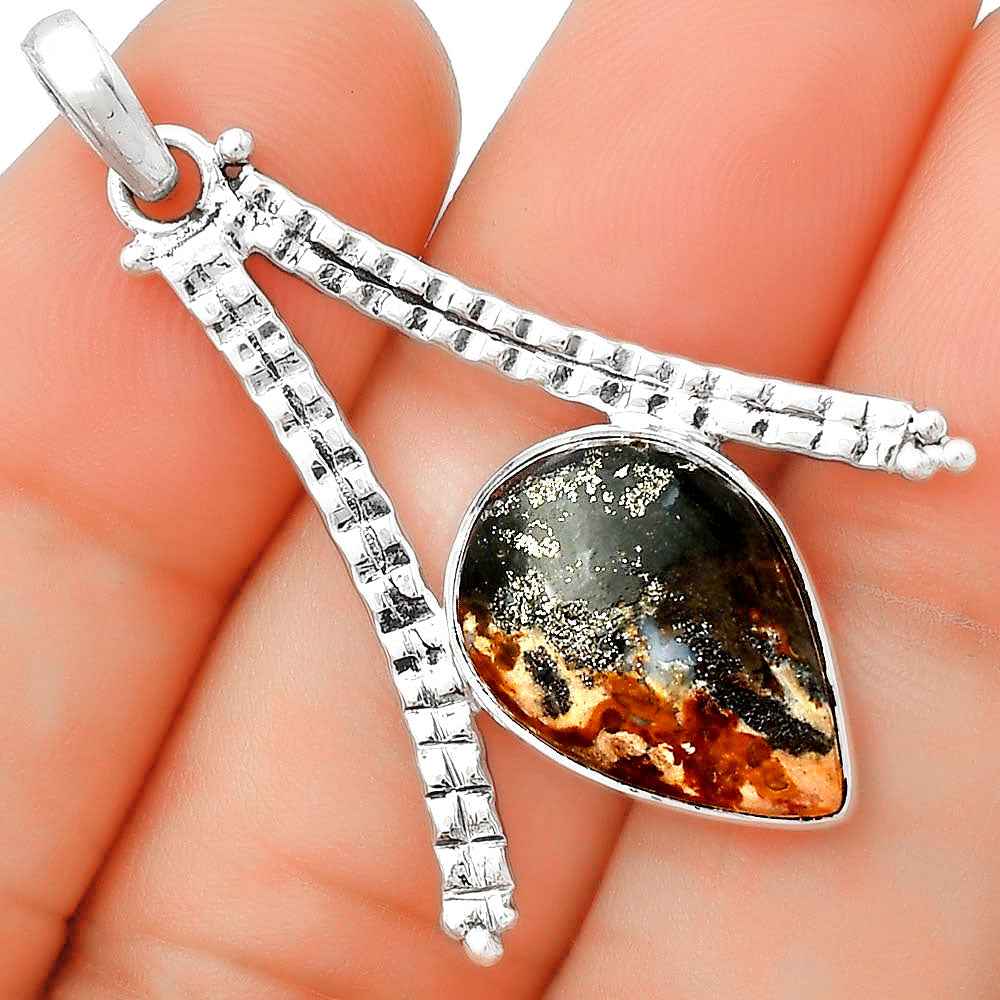 Natural Palm Root Fossil Agate Pendant P-1034 SDP125886