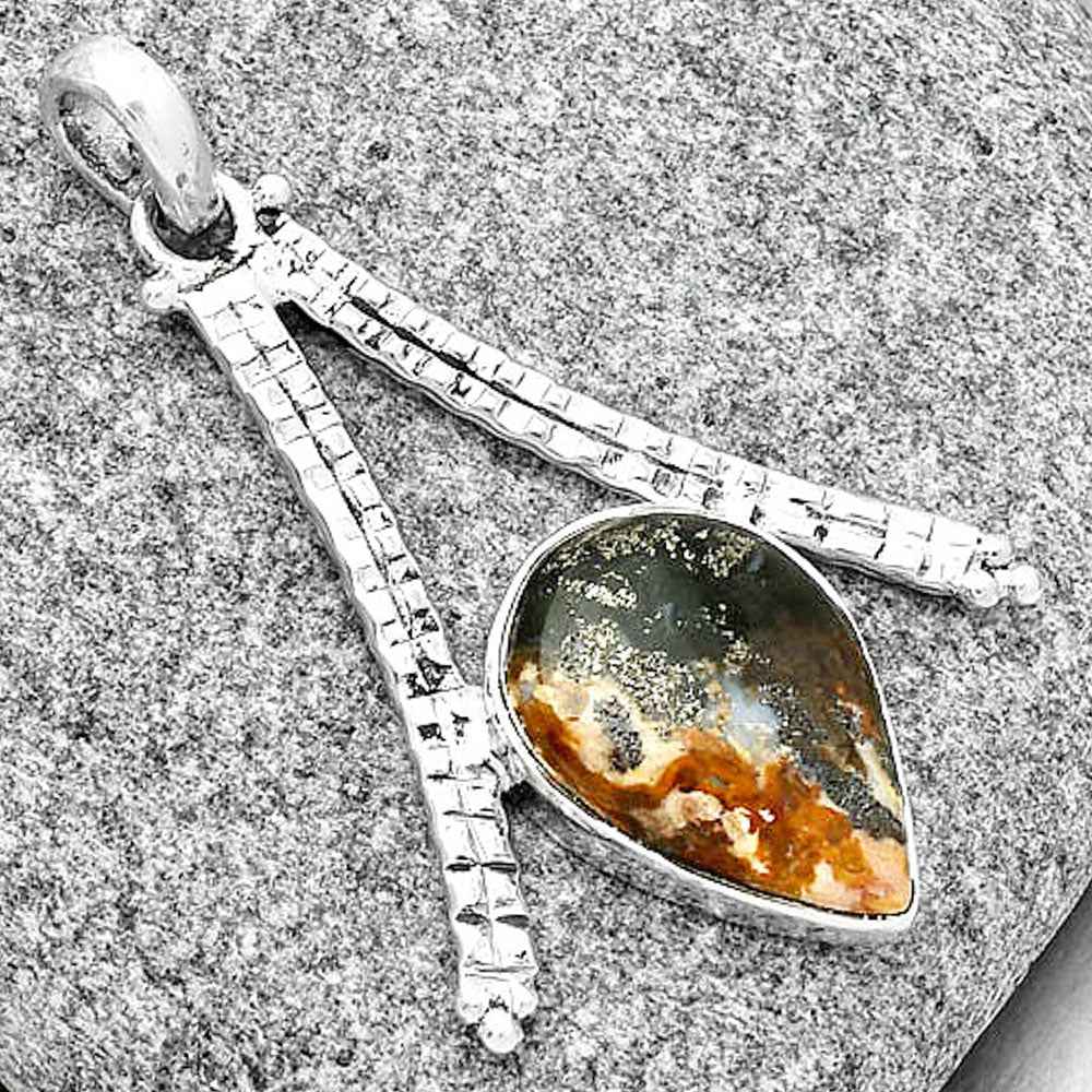 Natural Palm Root Fossil Agate Pendant P-1034 SDP125886