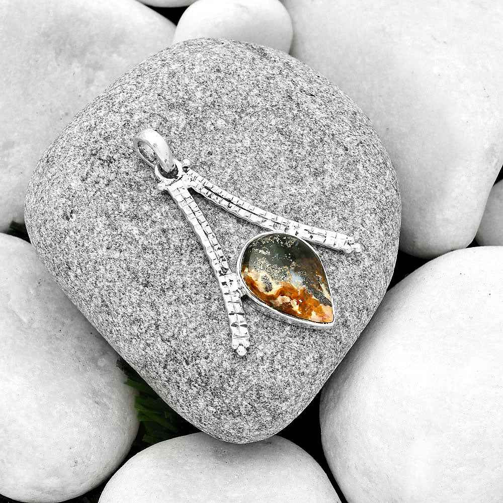 Natural Palm Root Fossil Agate Pendant P-1034 SDP125886