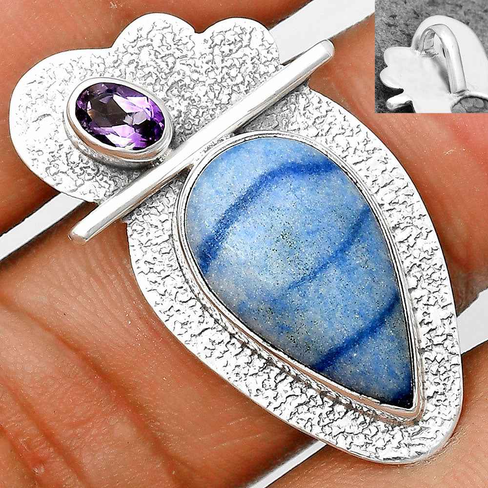Natural Dumortierite Quartz & Amethyst Pendant P-1338 SDP136080