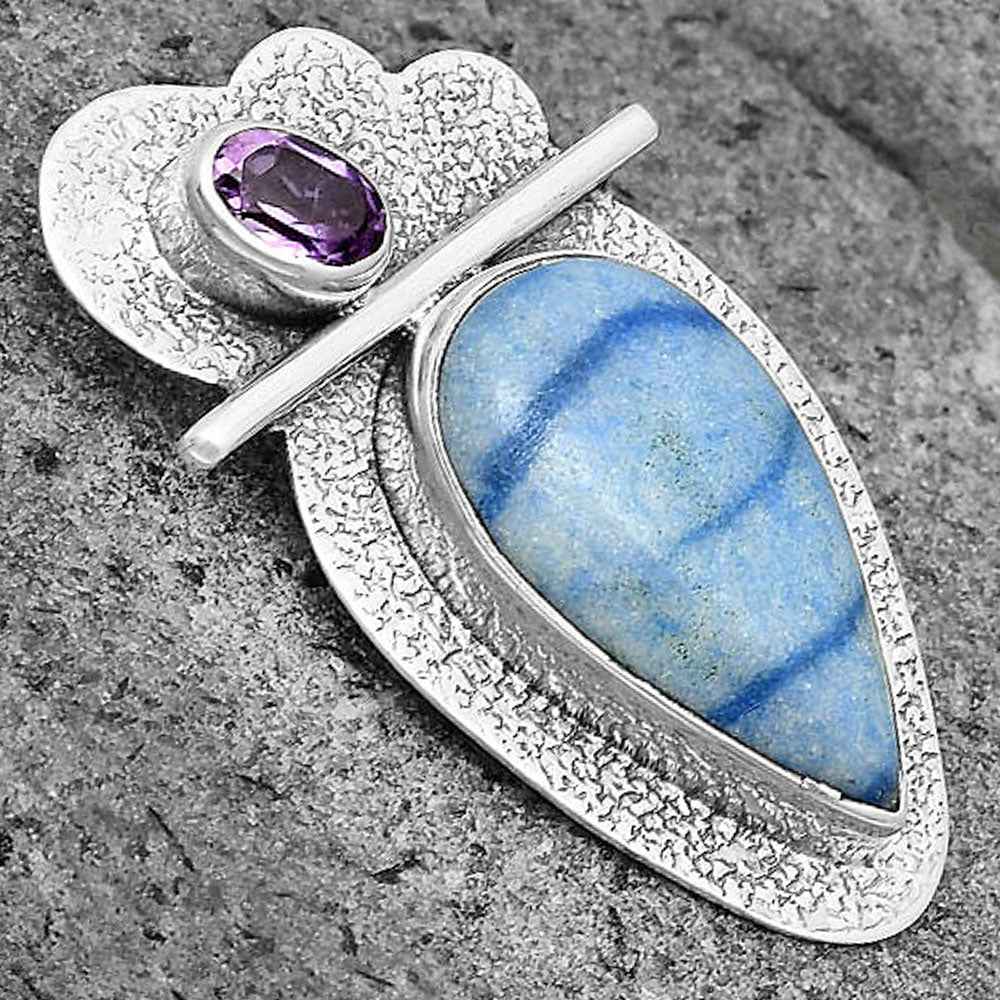 Natural Dumortierite Quartz & Amethyst Pendant P-1338 SDP136080
