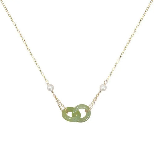 Clavicle Chain Double Ring Safety Buckle Pendant Pearl Necklace Mohamed jewelry My Store
