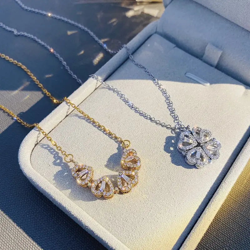 CloverHeart Magnetic 4-in-1 Retro Folding Necklace Mohamed jewelry My Store