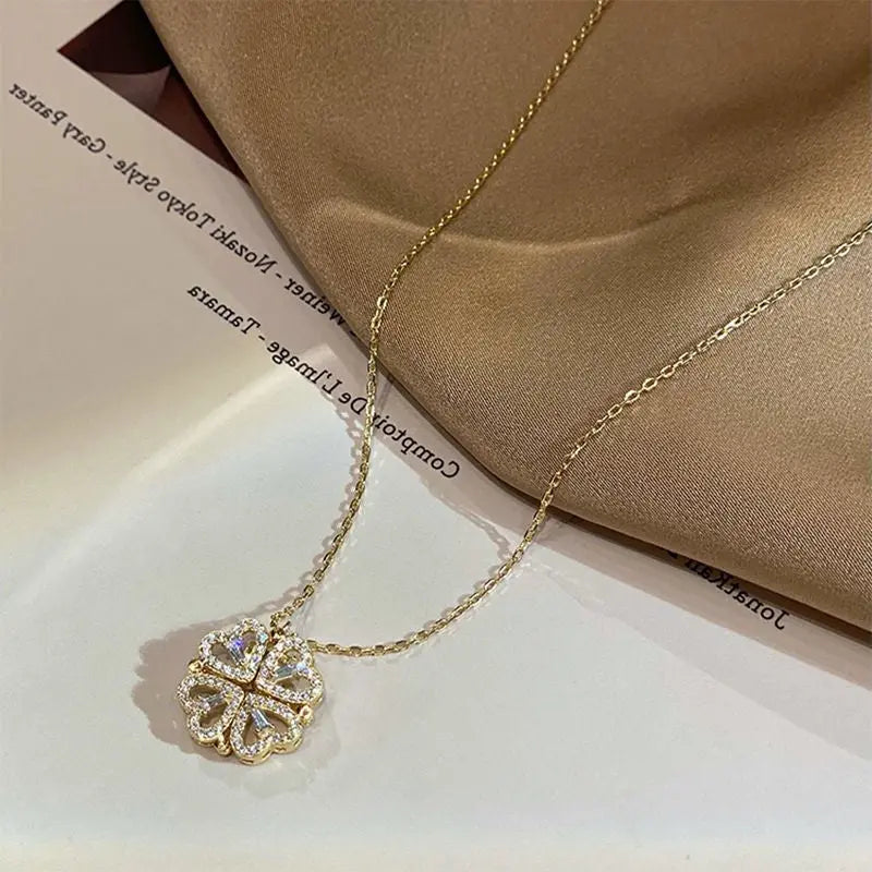 CloverHeart Magnetic 4-in-1 Retro Folding Necklace Mohamed jewelry My Store