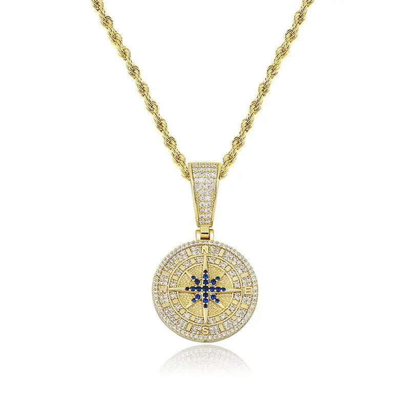 Compass Pendant Full Zircon Hip Hop Mohamed jewelry My Store