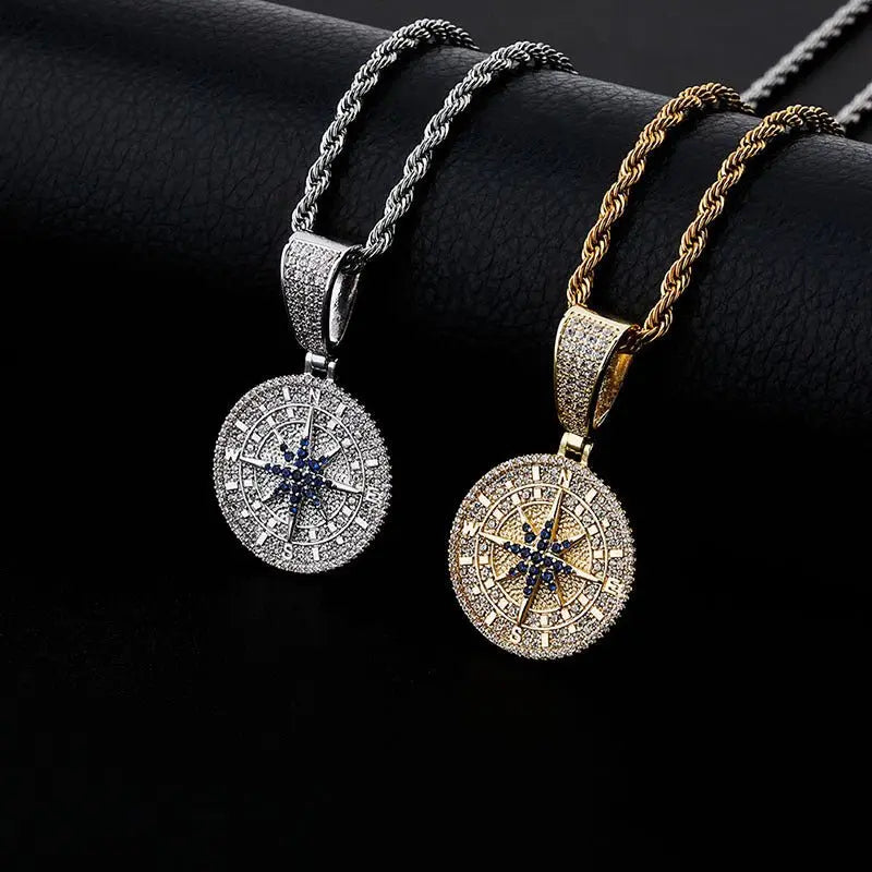 Compass Pendant Full Zircon Hip Hop Mohamed jewelry My Store
