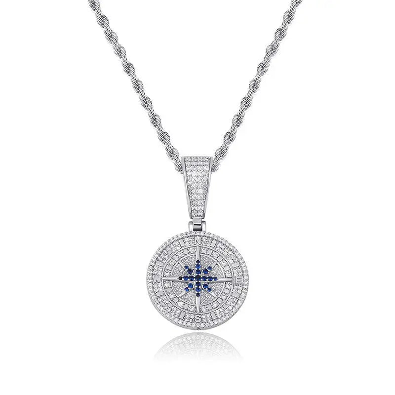 Compass Pendant Full Zircon Hip Hop Mohamed jewelry My Store