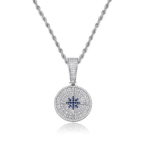 Compass Pendant Full Zircon Hip Hop Mohamed jewelry My Store