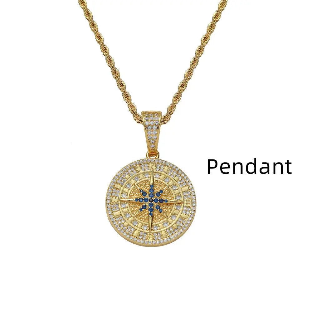 Compass Pendant Full Zircon Hip Hop Mohamed jewelry My Store