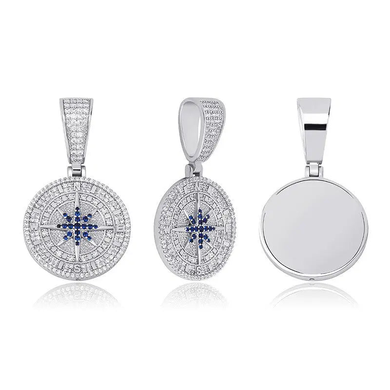 Compass Pendant Full Zircon Hip Hop Mohamed jewelry My Store