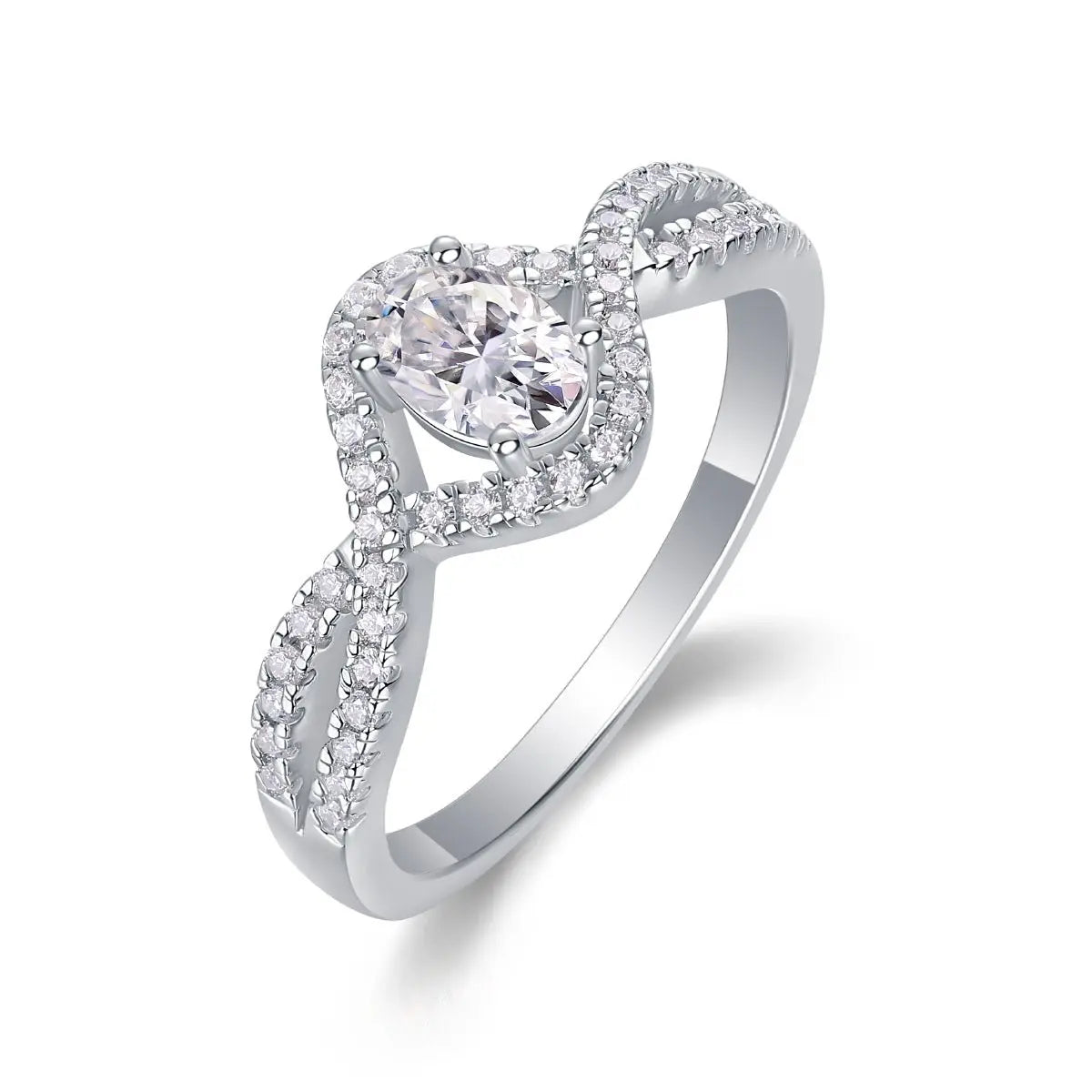 Elegant Moissanite Egg-Shaped Platinum-Plated Silver Ring Mohamed jewelry My Store