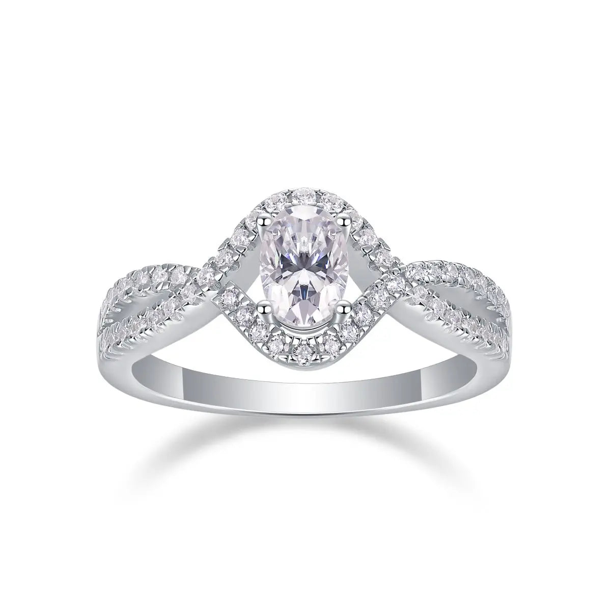 Elegant Moissanite Egg-Shaped Platinum-Plated Silver Ring Mohamed jewelry My Store
