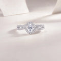 Elegant Moissanite Egg-Shaped Platinum-Plated Silver Ring Mohamed jewelry My Store