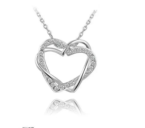 Fashion Jewelry Factory Jewelry Customized Double Diamond Heart Necklace Earring Set Mohamed jewelry My Store