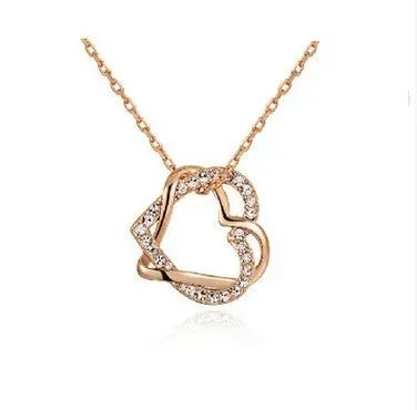 Fashion Jewelry Factory Jewelry Customized Double Diamond Heart Necklace Earring Set Mohamed jewelry My Store